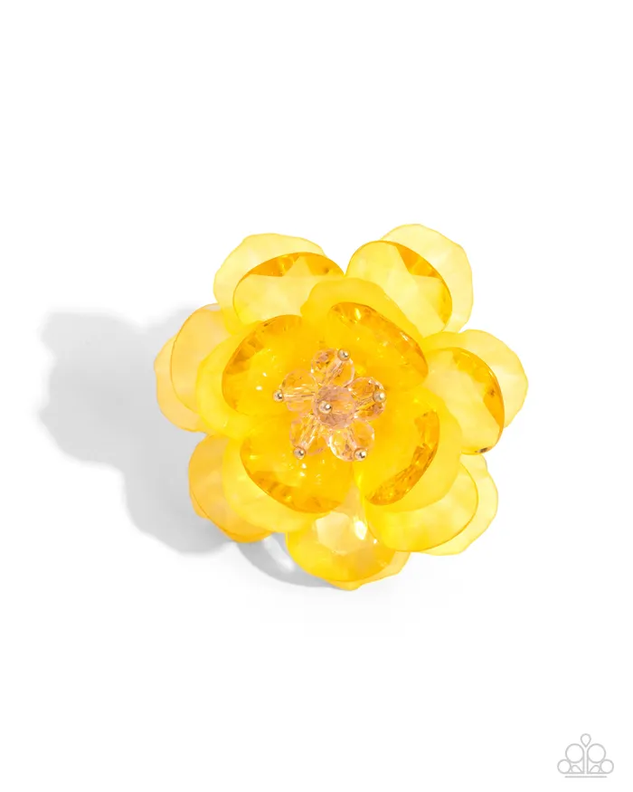 Petal Privilege Yellow Ring Jewelry by Bretta Paparazzi Accessories Rings