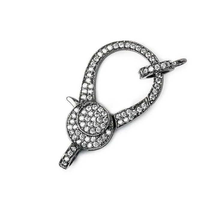 Rings 32x18mm Black Gold 925 Silver Pave CZ Lobster Clasp with CZ Ring 1 piece Beadsofcambaycom Rings 32x18mm Black Gold 925 Silver Pave CZ Lobster Clasp with CZ Ring 1 piece Beadsofcambaycom