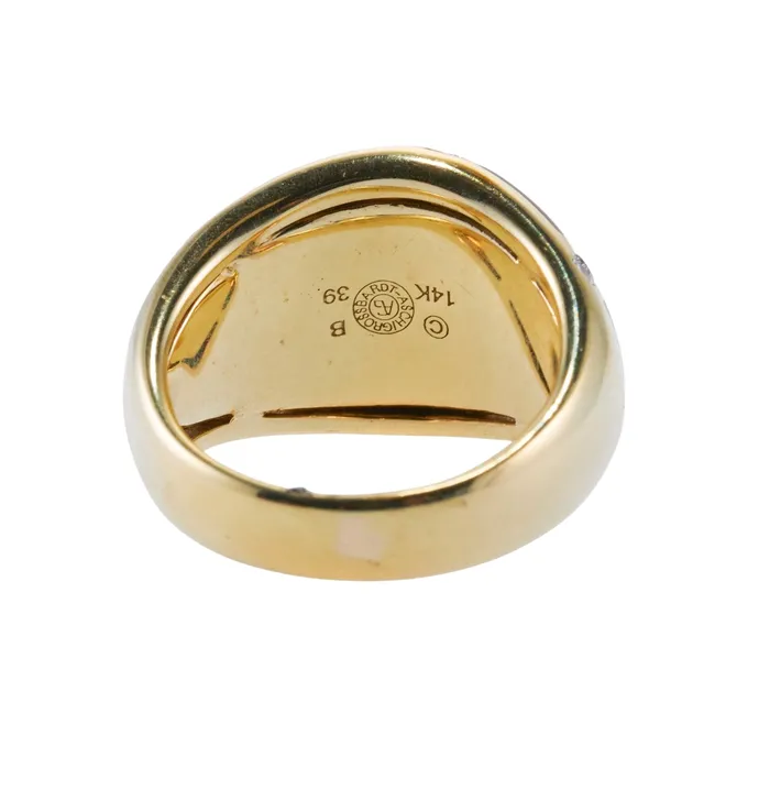 Rings Asch Grossbardt Asch Grossbardt Inlay Tigers Eye Onyx Diamond Gold Ring