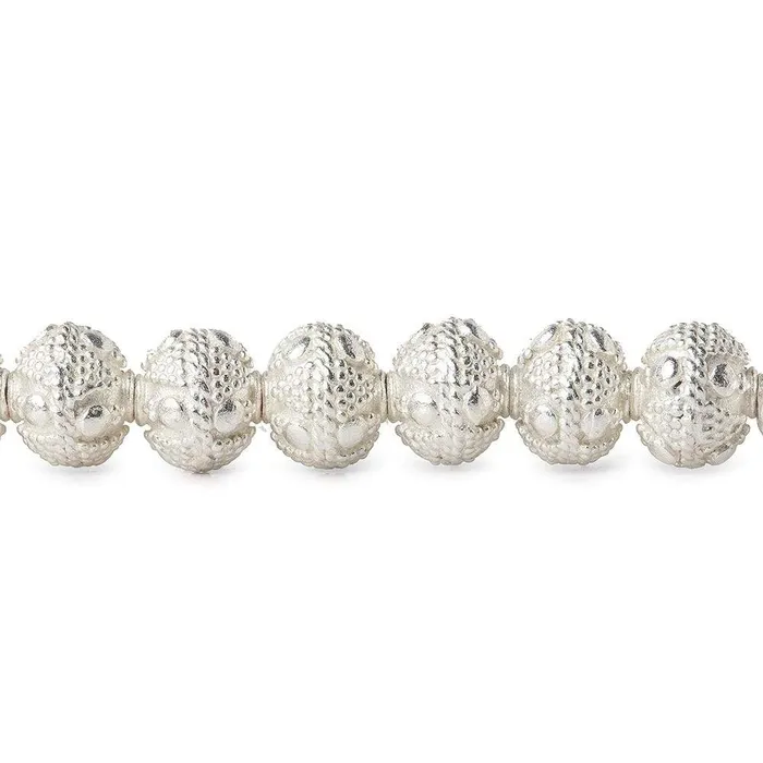 Rings Beadsofcambaycom 8mm Sterling Silver plated Copper Bead Round Miligrain Design 8 inch 28 pcs Rings Beadsofcambaycom 8mm Sterling Silver plated Copper Bead Round Miligrain Design 8 inch 28 pcs