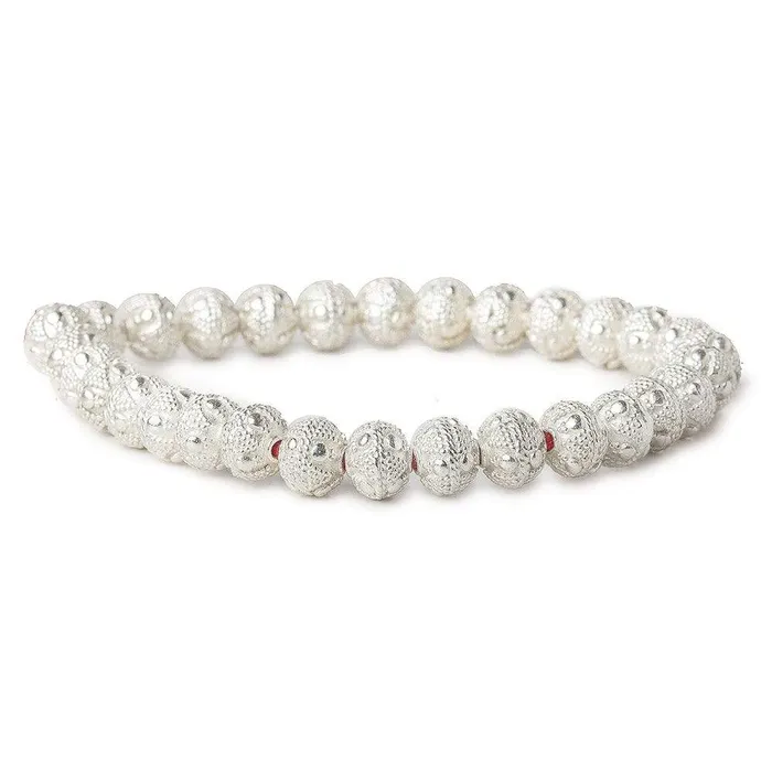 Rings Beadsofcambaycom 8mm Sterling Silver plated Copper Bead Round Miligrain Design 8 inch 28 pcs Rings Beadsofcambaycom 8mm Sterling Silver plated Copper Bead Round Miligrain Design 8 inch 28 pcs