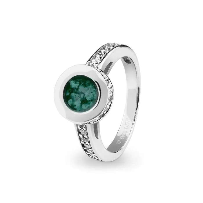 Rings EverWith EverWith Ladies Round Halo Memorial Ashes Ring with Fine Crystals
