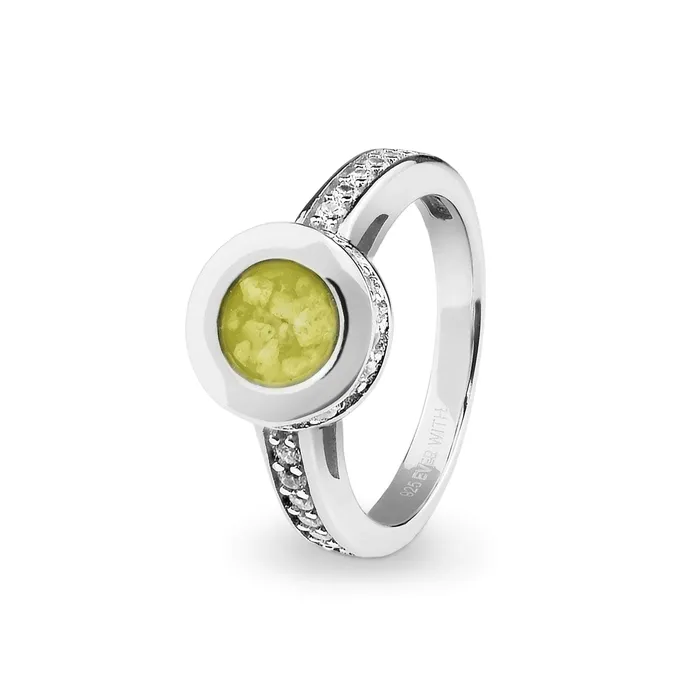 Rings EverWith EverWith Ladies Round Halo Memorial Ashes Ring with Fine Crystals