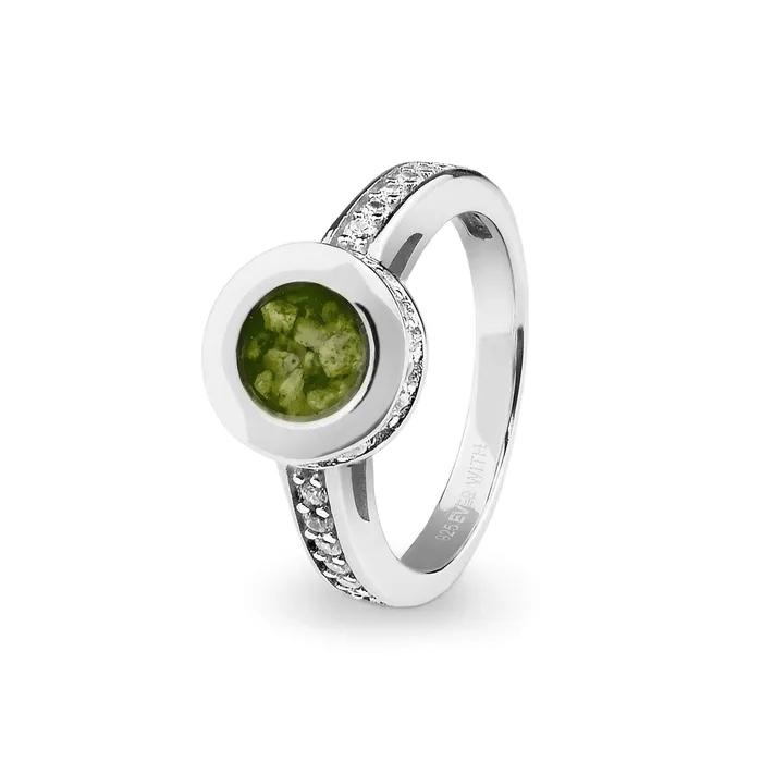 Rings EverWith EverWith Ladies Round Halo Memorial Ashes Ring with Fine Crystals