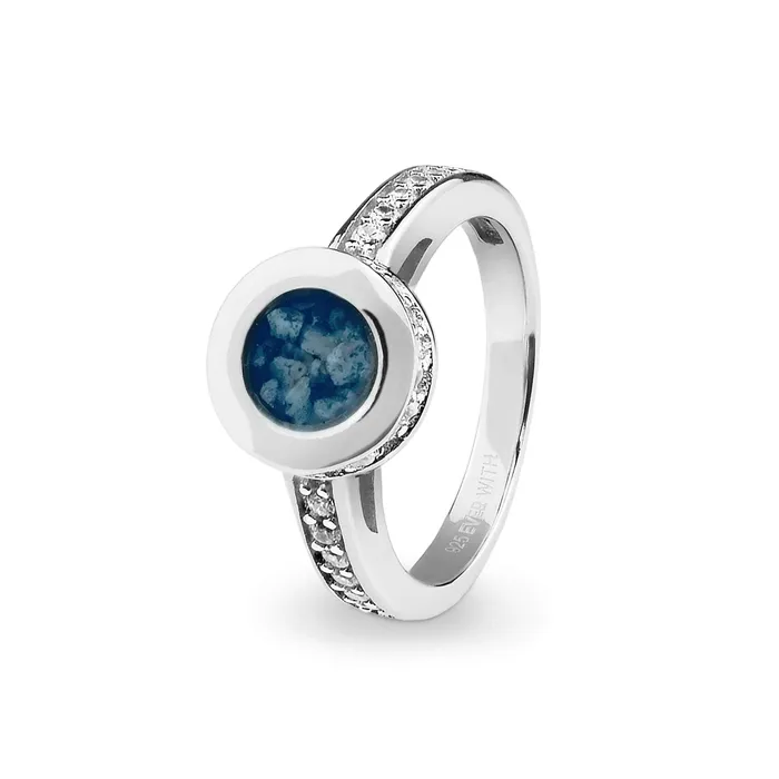 Rings EverWith EverWith Ladies Round Halo Memorial Ashes Ring with Fine Crystals
