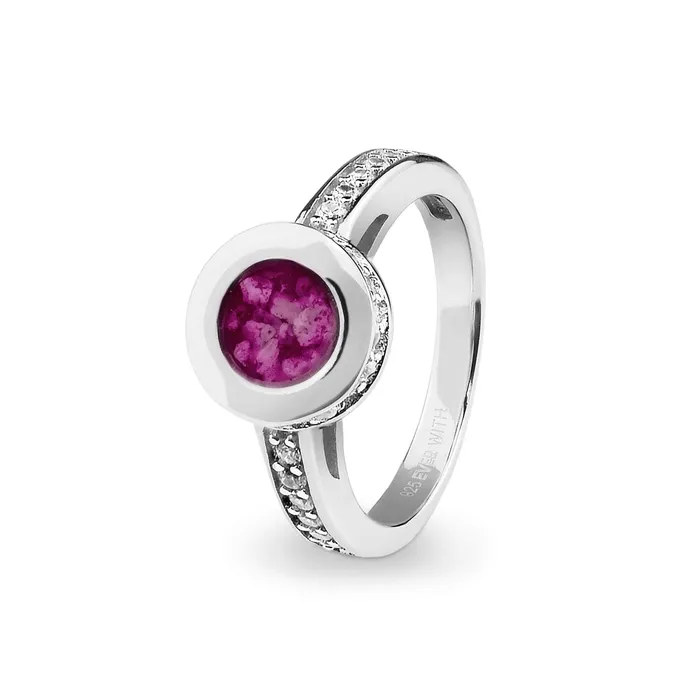 Rings EverWith EverWith Ladies Round Halo Memorial Ashes Ring with Fine Crystals