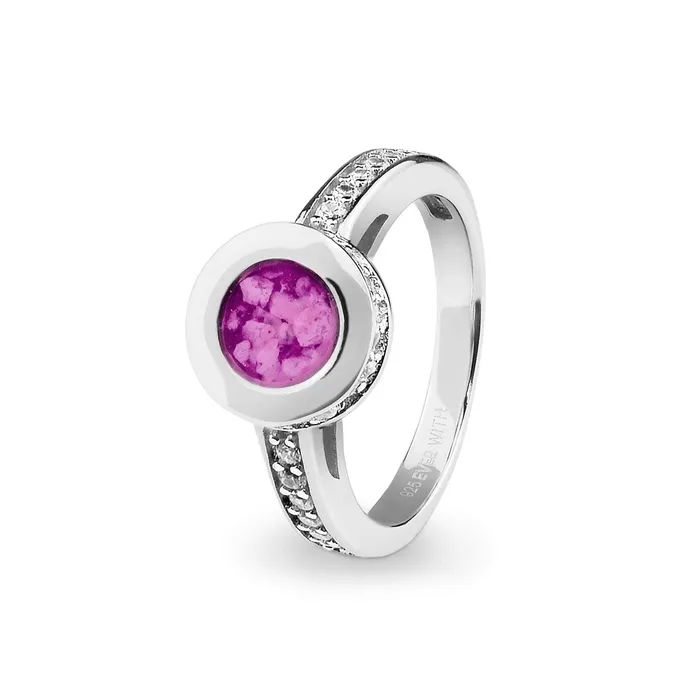 Rings EverWith EverWith Ladies Round Halo Memorial Ashes Ring with Fine Crystals
