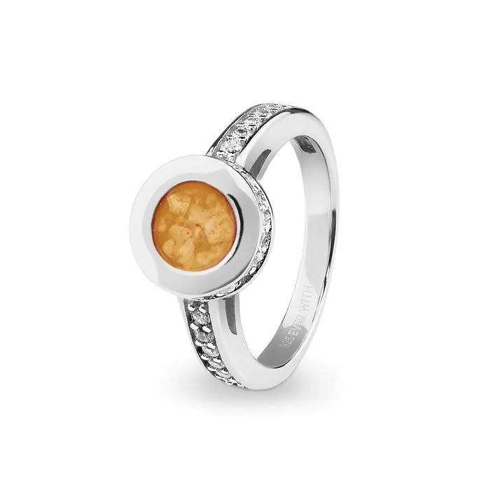 Rings EverWith EverWith Ladies Round Halo Memorial Ashes Ring with Fine Crystals