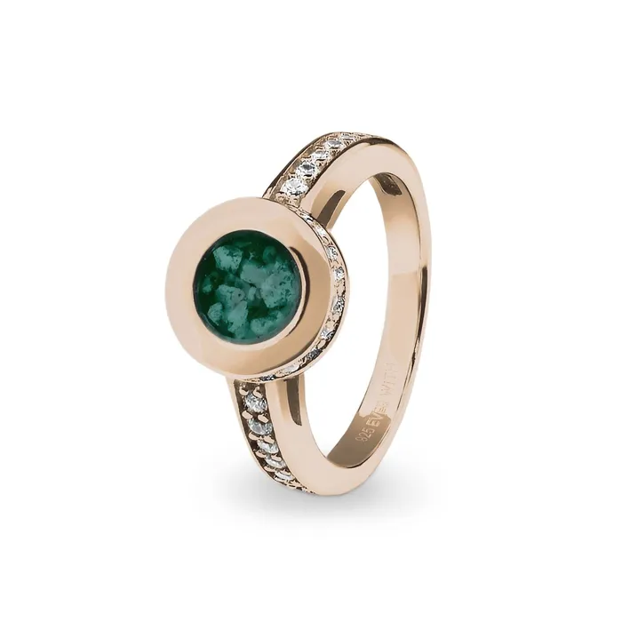 Rings EverWith EverWith Ladies Round Halo Memorial Ashes Ring with Fine Crystals