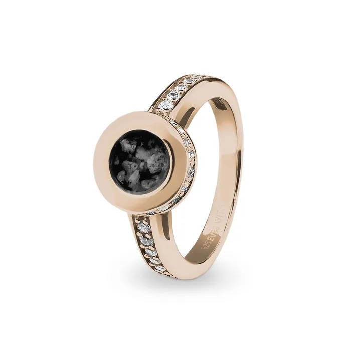Rings EverWith EverWith Ladies Round Halo Memorial Ashes Ring with Fine Crystals