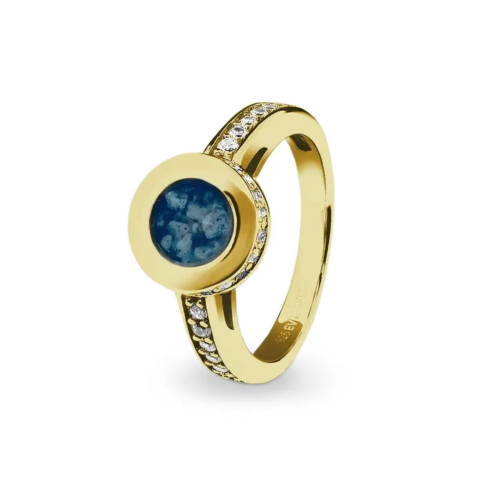 Rings EverWith EverWith Ladies Round Halo Memorial Ashes Ring with Fine Crystals