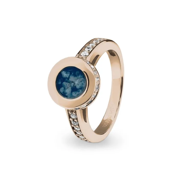 Rings EverWith EverWith Ladies Round Halo Memorial Ashes Ring with Fine Crystals