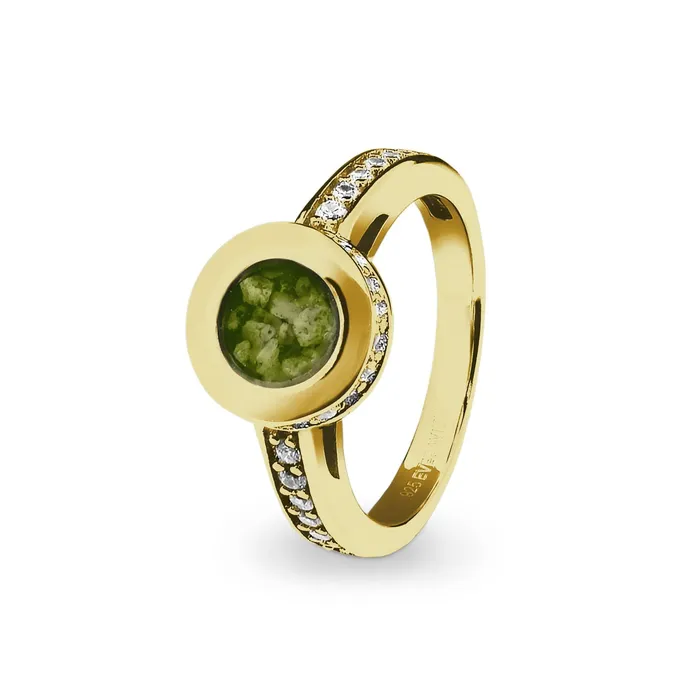 Rings EverWith EverWith Ladies Round Halo Memorial Ashes Ring with Fine Crystals