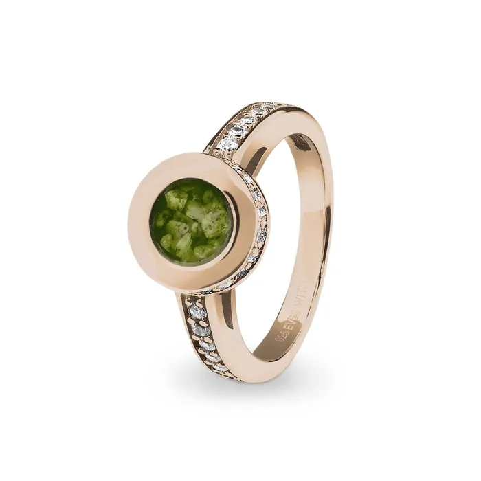 Rings EverWith EverWith Ladies Round Halo Memorial Ashes Ring with Fine Crystals