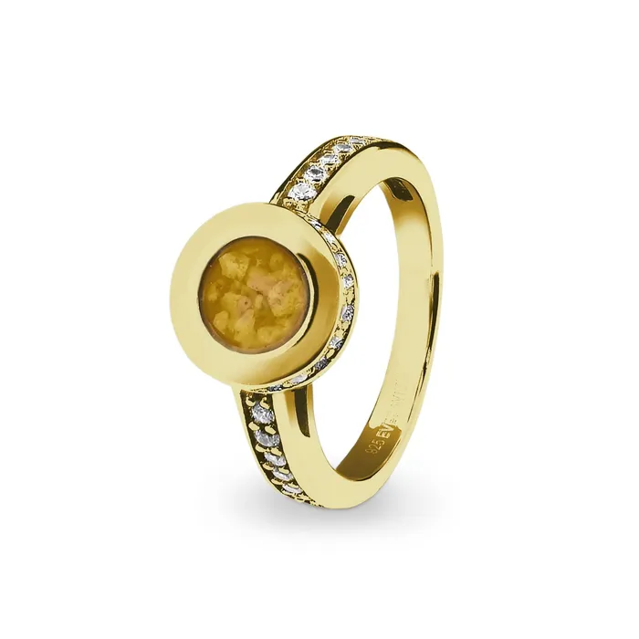 Rings EverWith EverWith Ladies Round Halo Memorial Ashes Ring with Fine Crystals