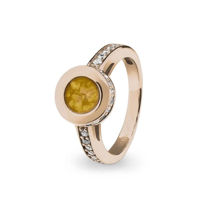 Rings EverWith EverWith Ladies Round Halo Memorial Ashes Ring with Fine Crystals