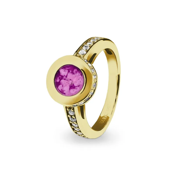 Rings EverWith EverWith Ladies Round Halo Memorial Ashes Ring with Fine Crystals