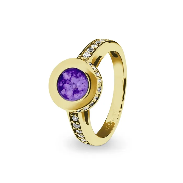 Rings EverWith EverWith Ladies Round Halo Memorial Ashes Ring with Fine Crystals