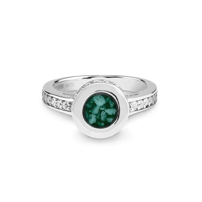 Rings EverWith EverWith Ladies Round Halo Memorial Ashes Ring with Fine Crystals