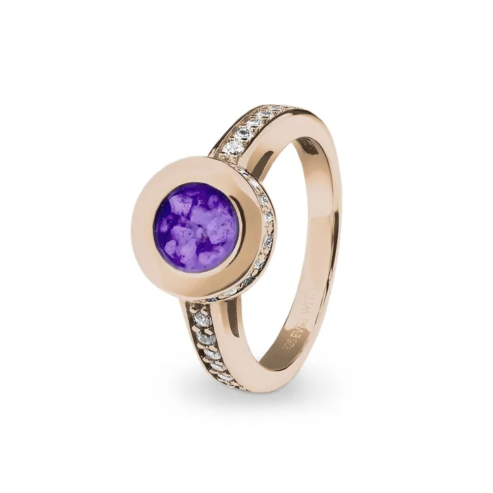 Rings EverWith EverWith Ladies Round Halo Memorial Ashes Ring with Fine Crystals