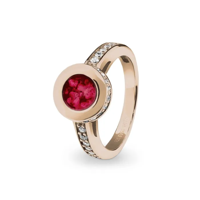 Rings EverWith EverWith Ladies Round Halo Memorial Ashes Ring with Fine Crystals