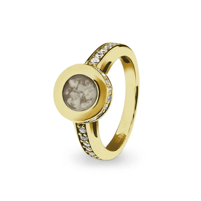 Rings EverWith EverWith Ladies Round Halo Memorial Ashes Ring with Fine Crystals