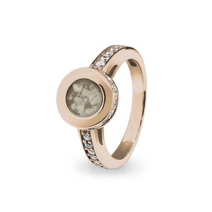 Rings EverWith EverWith Ladies Round Halo Memorial Ashes Ring with Fine Crystals