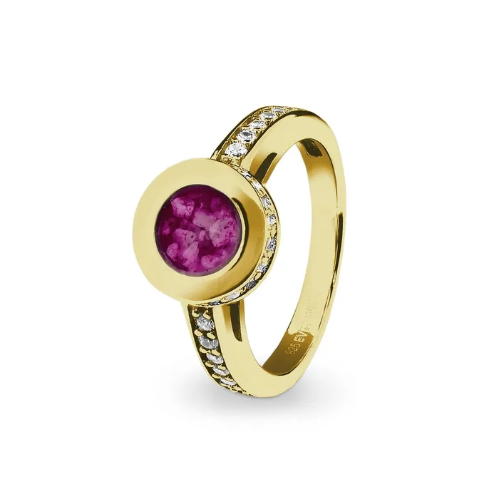 Rings EverWith EverWith Ladies Round Halo Memorial Ashes Ring with Fine Crystals