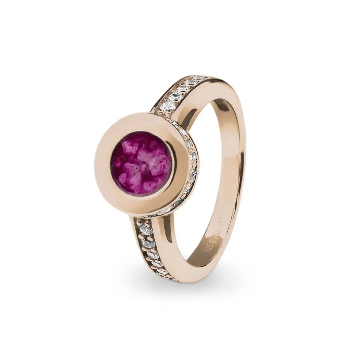Rings EverWith EverWith Ladies Round Halo Memorial Ashes Ring with Fine Crystals