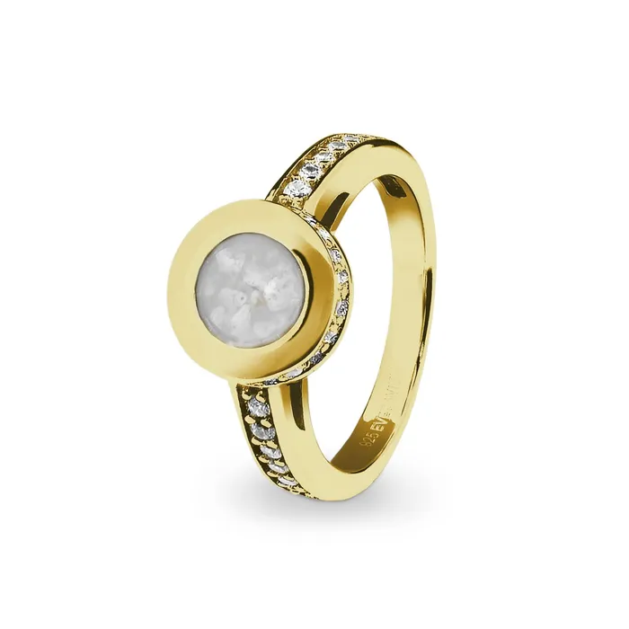 Rings EverWith EverWith Ladies Round Halo Memorial Ashes Ring with Fine Crystals