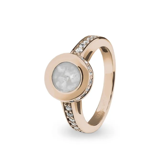 Rings EverWith EverWith Ladies Round Halo Memorial Ashes Ring with Fine Crystals