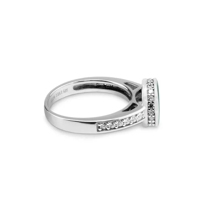 Rings EverWith EverWith Ladies Round Halo Memorial Ashes Ring with Fine Crystals
