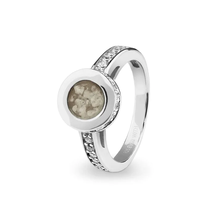 Rings EverWith EverWith Ladies Round Halo Memorial Ashes Ring with Fine Crystals