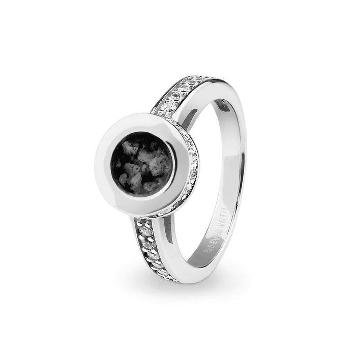Rings EverWith EverWith Ladies Round Halo Memorial Ashes Ring with Fine Crystals