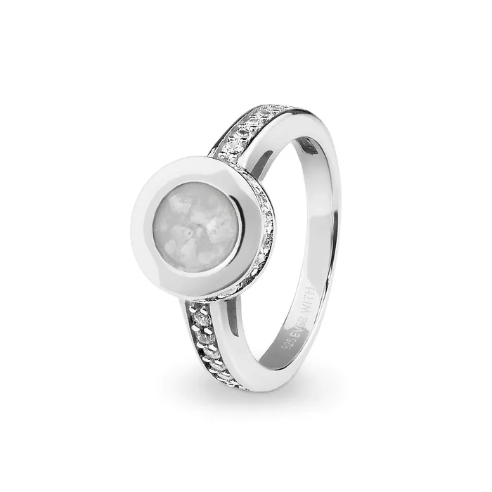 Rings EverWith EverWith Ladies Round Halo Memorial Ashes Ring with Fine Crystals