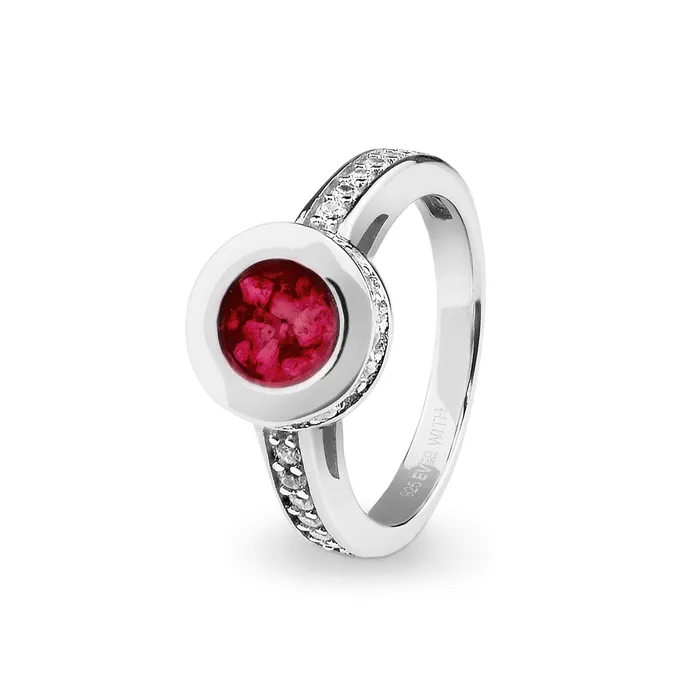 Rings EverWith EverWith Ladies Round Halo Memorial Ashes Ring with Fine Crystals