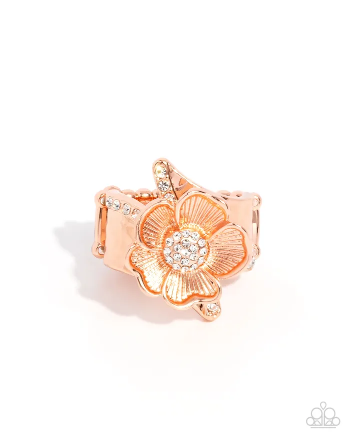 Rings Floral Fact Copper Ring Jewelry by Bretta Paparazzi Accessories