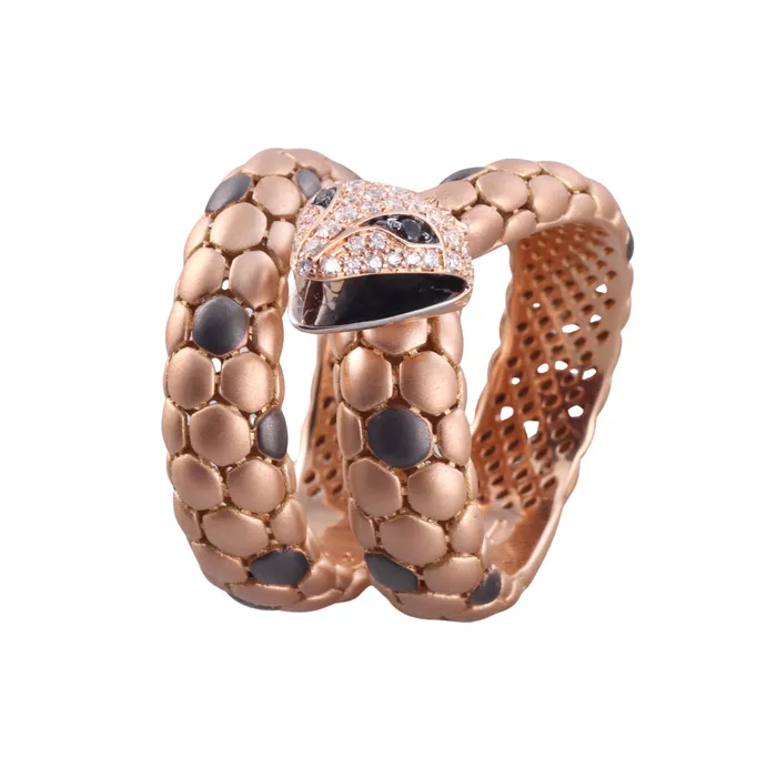 Rings Giloro Rose Gold Diamond Snake Wrap Ring Giloro