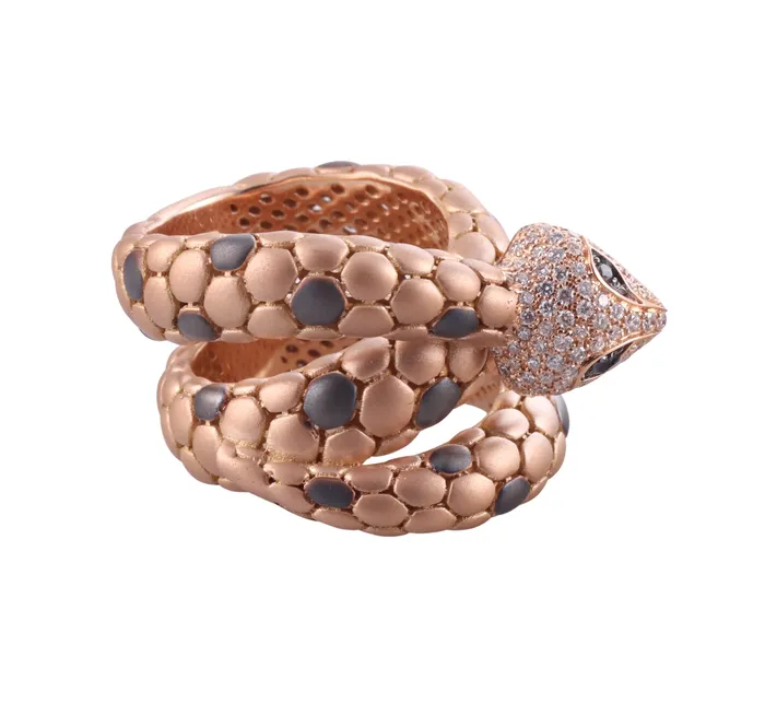 Rings Giloro Rose Gold Diamond Snake Wrap Ring Giloro