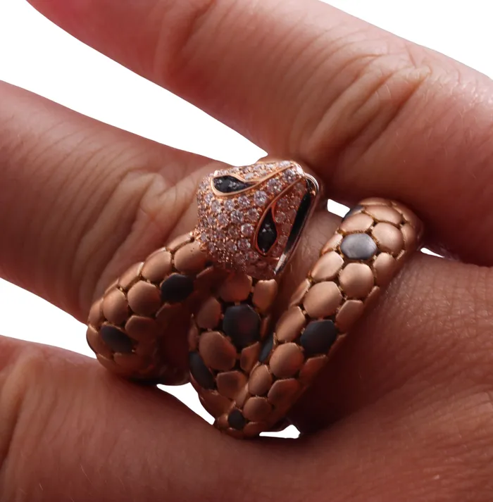 Rings Giloro Rose Gold Diamond Snake Wrap Ring Giloro