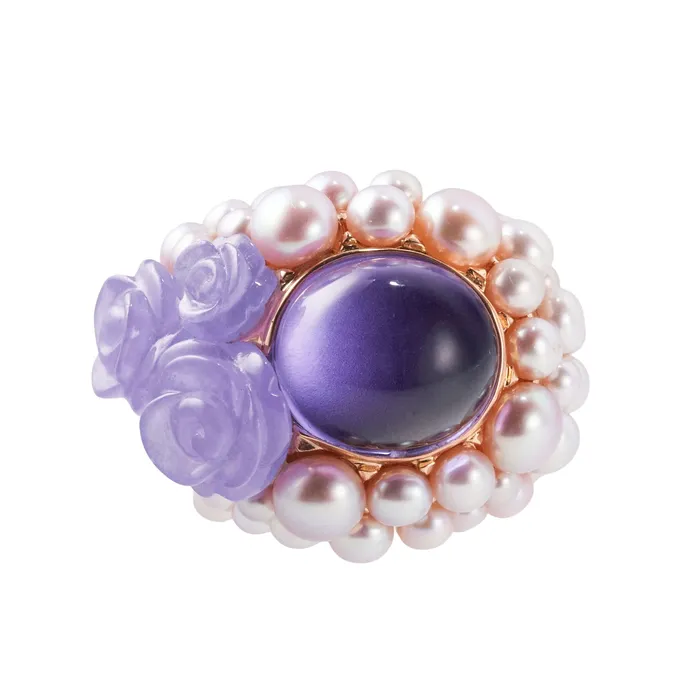 Rings Mimi Milano Mimi Milano Grace Lavender Jade Amethyst Pearl Gold Cocktail Ring Rings Mimi Milano Mimi Milano Grace Lavender Jade Amethyst Pearl Gold Cocktail Ring