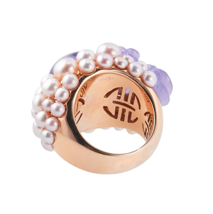 Rings Mimi Milano Mimi Milano Grace Lavender Jade Amethyst Pearl Gold Cocktail Ring