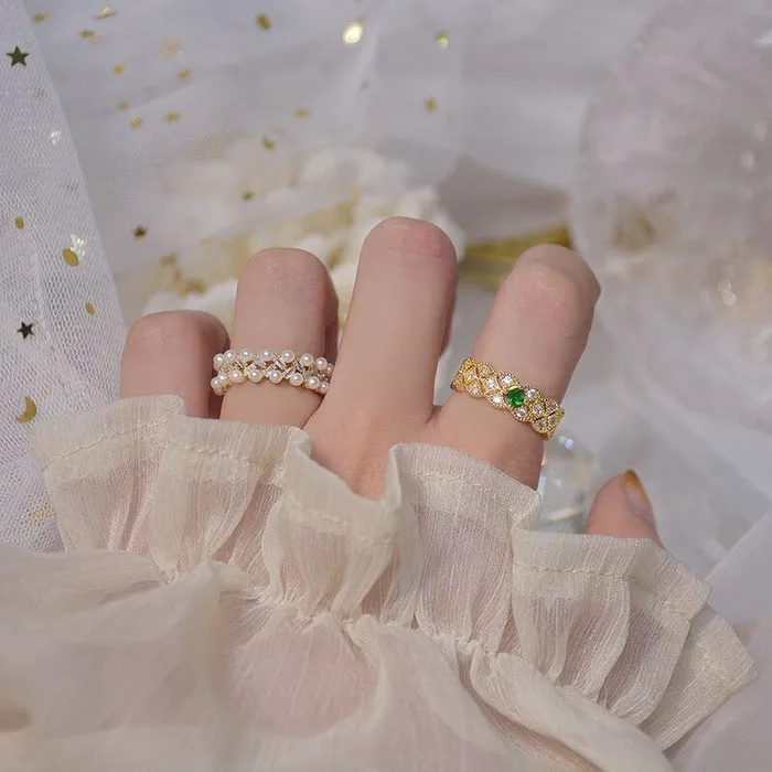 Rings UrbanVinta Emerald Fantasy Ring Set