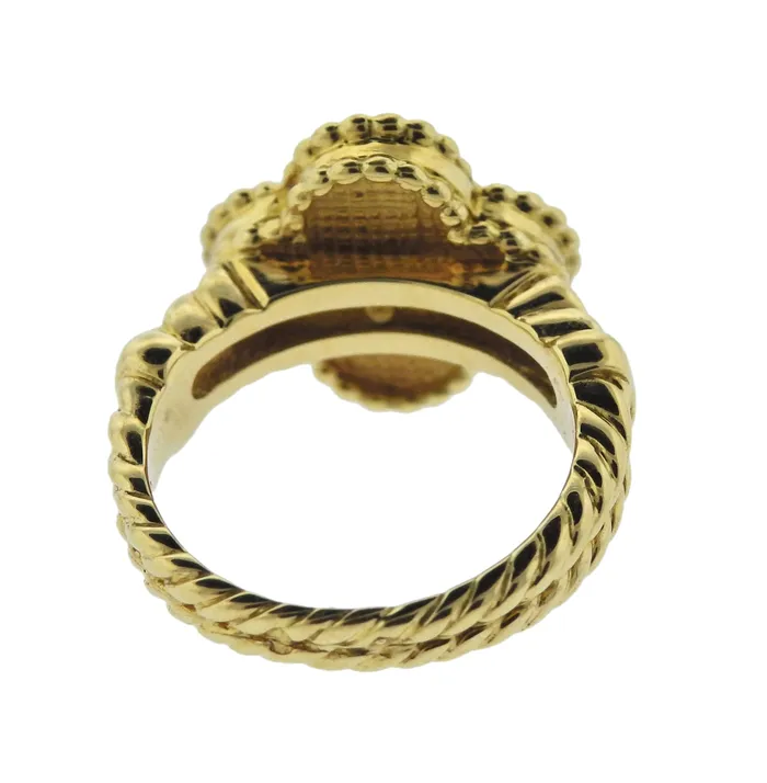 Rings Van Cleef Arpels Vintage Alhambra Diamond 18k Gold Ring Size 55 Van Cleef Arpels