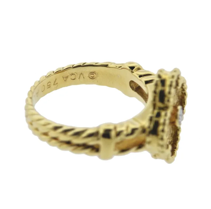 Rings Van Cleef Arpels Vintage Alhambra Diamond 18k Gold Ring Size 55 Van Cleef Arpels