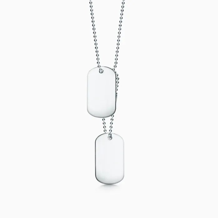 Sandy Steven Engravers Engravable Mens Double FlatEdge Sterling Silver Dog Tag Slider Necklace with Ball Chain and Extension Loop Medium Necklaces Sandy Steven Engravers Engravable Mens Double FlatEdge Sterling Silver Dog Tag Slider Necklace with Ball Chain and Extension Loop Medium Necklaces