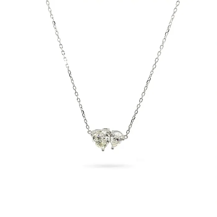 Senso Silver Womens silver necklace Senso Silver with two heartshaped stones Necklaces Senso Silver Womens silver necklace Senso Silver with two heartshaped stones Necklaces