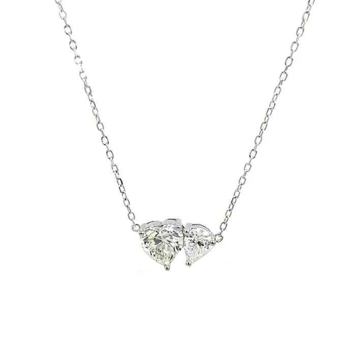 Senso Silver Womens silver necklace Senso Silver with two heartshaped stones Necklaces