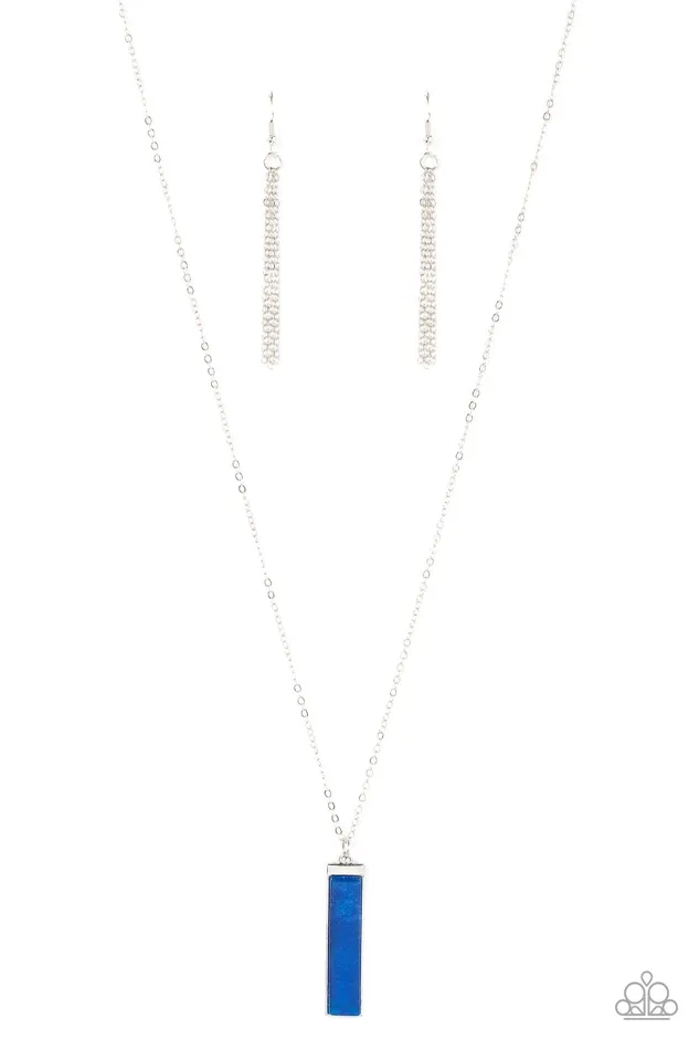 Set in GEMSTONE Blue Necklace Jewelry by Bretta Paparazzi Accessories Necklaces