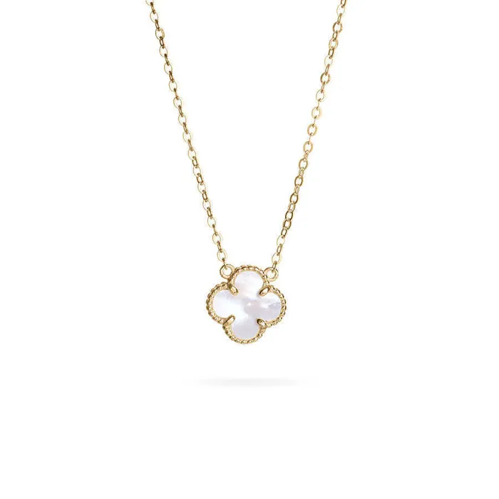 Silver necklace with motherofpearl clover and gold plating Silver Sense Senso Silver Necklaces Silver necklace with motherofpearl clover and gold plating Silver Sense Senso Silver Necklaces
